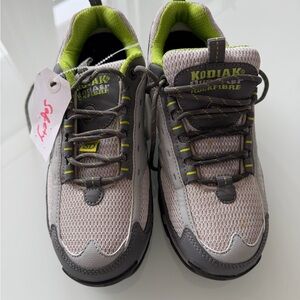 Kodiak Lime and Gray Woman’s steel toe safety Shoes size 7.5